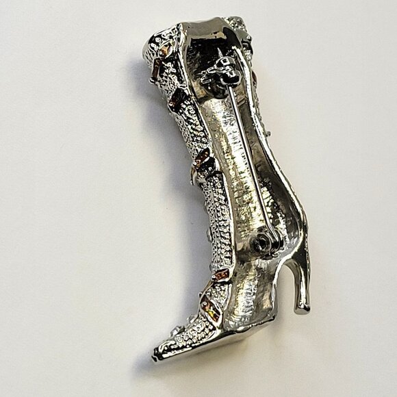 Silver Boots Brooch Pin - Picture 3 of 12